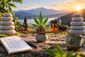 Balanced medical cannabis products illustrating how patients can find the right THC dose for symptom relief with fewer side effects.