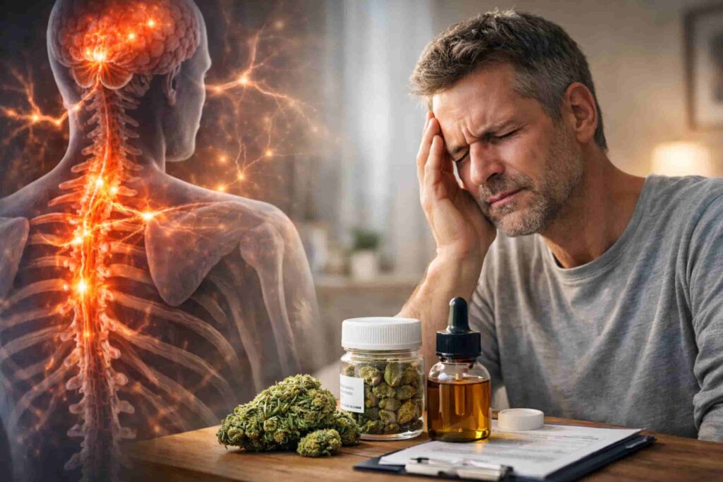 a man suffers with nerve pain from MS