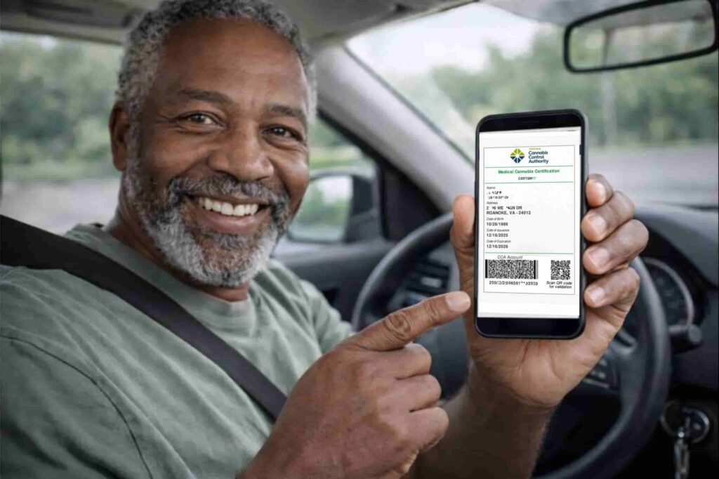 Patient receives his medical cannabis certificate