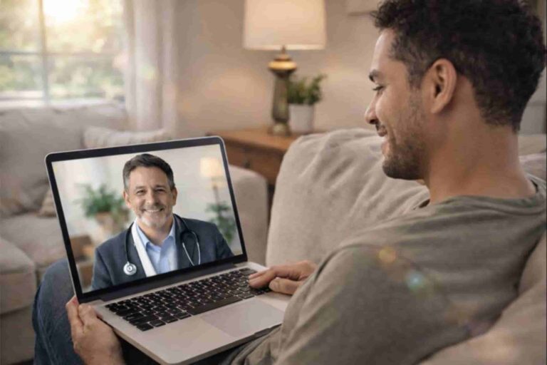 patient and doctor meet for telehealth appointment