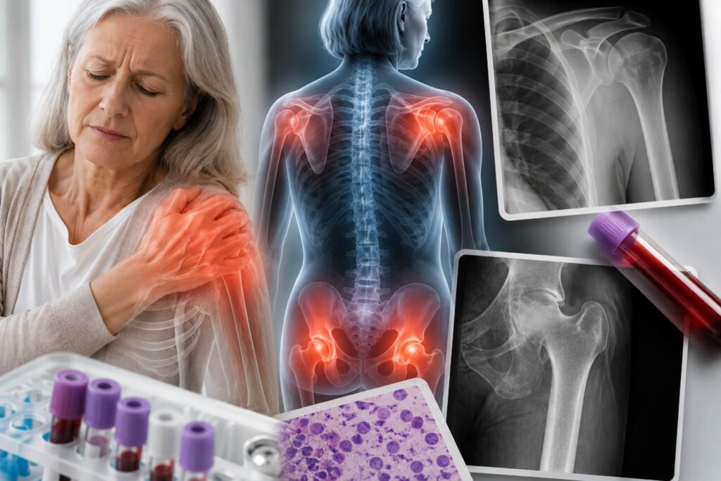 infographic image showing patient with polymyalgia rheumatica