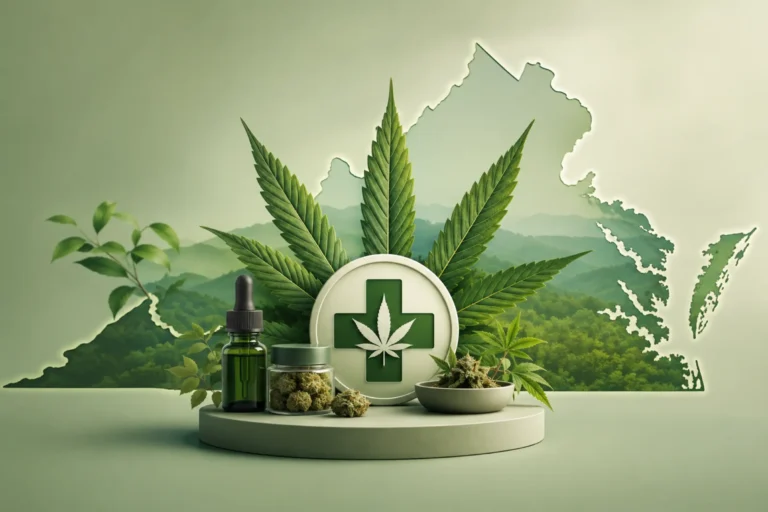 Medical cannabis and Virginia imagery representing conditions that may qualify patients for medical cannabis certification.
